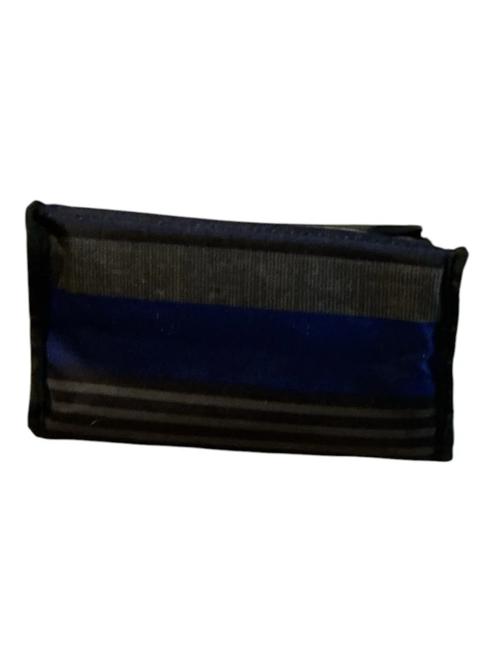 Blue and Black Striped Insulated Lunch Bag